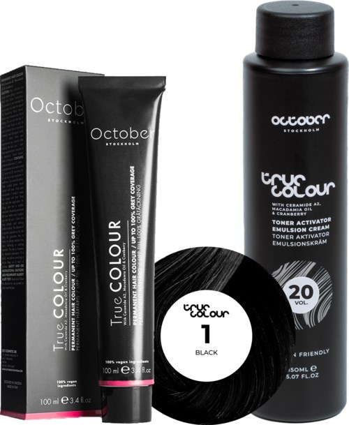 October Stockholm True Colour 20 Vol Colour Activator 150 ml & Colour 100 ml 1 Black