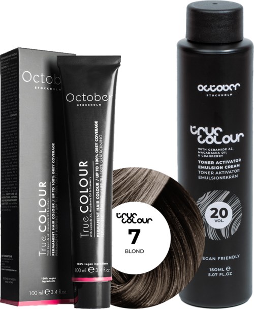 October Stockholm True Colour 20 Vol Colour Activator 150 ml & Colour 100 ml 7 Blond