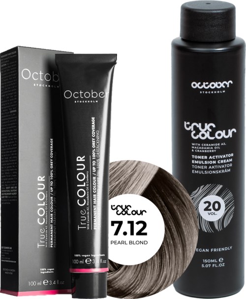 October Stockholm True Colour 20 Vol Colour Activator 150 ml & Colour 100 ml 7.12 Pearl Blond