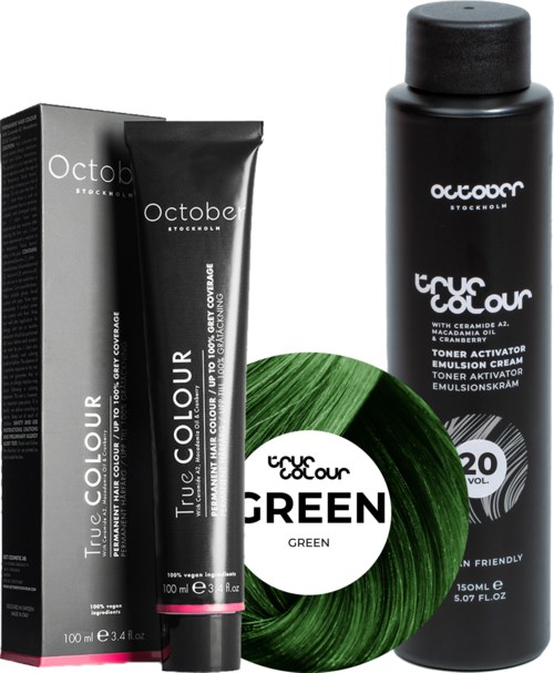 October Stockholm True Colour 20 Vol Colour Activator 150 ml & Colour 100 ml Green
