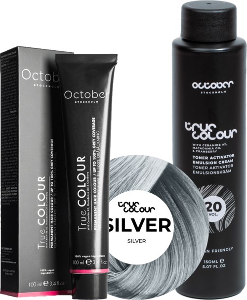 October Stockholm True Colour 20 Vol Colour Activator 150 ml & Colour 100 ml Silver