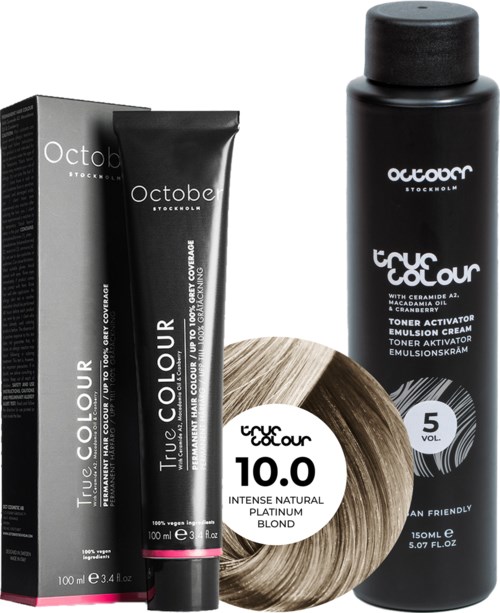 October Stockholm True Colour 5 Vol Colour Activator 150 ml & Colour 100 ml 10.0 Intense Natural Platinum Blond