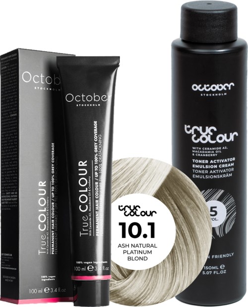October Stockholm True Colour 5 Vol Colour Activator 150 ml & Colour 100 ml 10.1 Ash Natural Platinum Blond