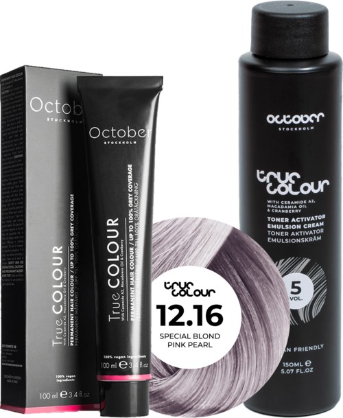 October Stockholm True Colour 5 Vol Colour Activator 150 ml & Colour 100 ml 12.16 Special Blond Pink Pearl