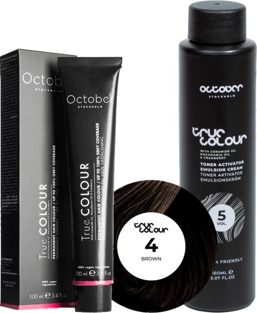 October Stockholm True Colour 5 Vol Colour Activator 150 ml & Colour 100 ml 4 Brown