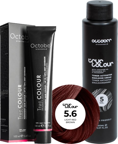 October Stockholm True Colour 5 Vol Colour Activator 150 ml & Colour 100 ml 5.6 Light Red Brown