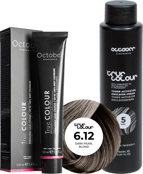 October Stockholm True Colour 5 Vol Colour Activator 150 ml & Colour 100 ml 6.12 Dark Pearl Blond