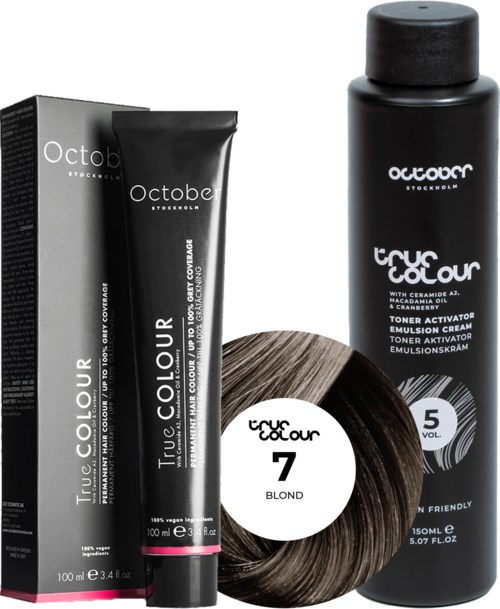 October Stockholm True Colour 5 Vol Colour Activator 150 ml & Colour 100 ml 7 Blond
