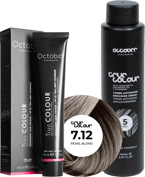 October Stockholm True Colour 5 Vol Colour Activator 150 ml & Colour 100 ml 7.12 Pearl Blond
