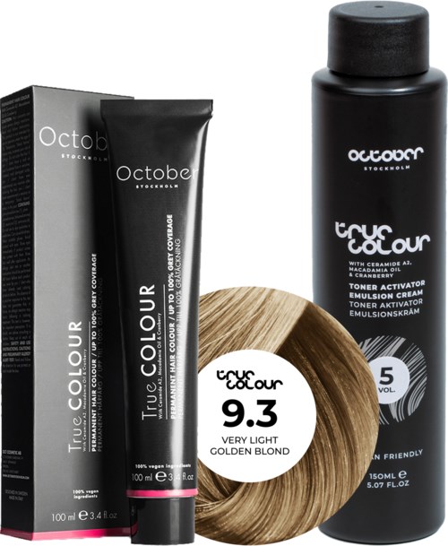 October Stockholm True Colour 5 Vol Colour Activator 150 ml & Colour 100 ml 9.3 Very Light Golden Blond