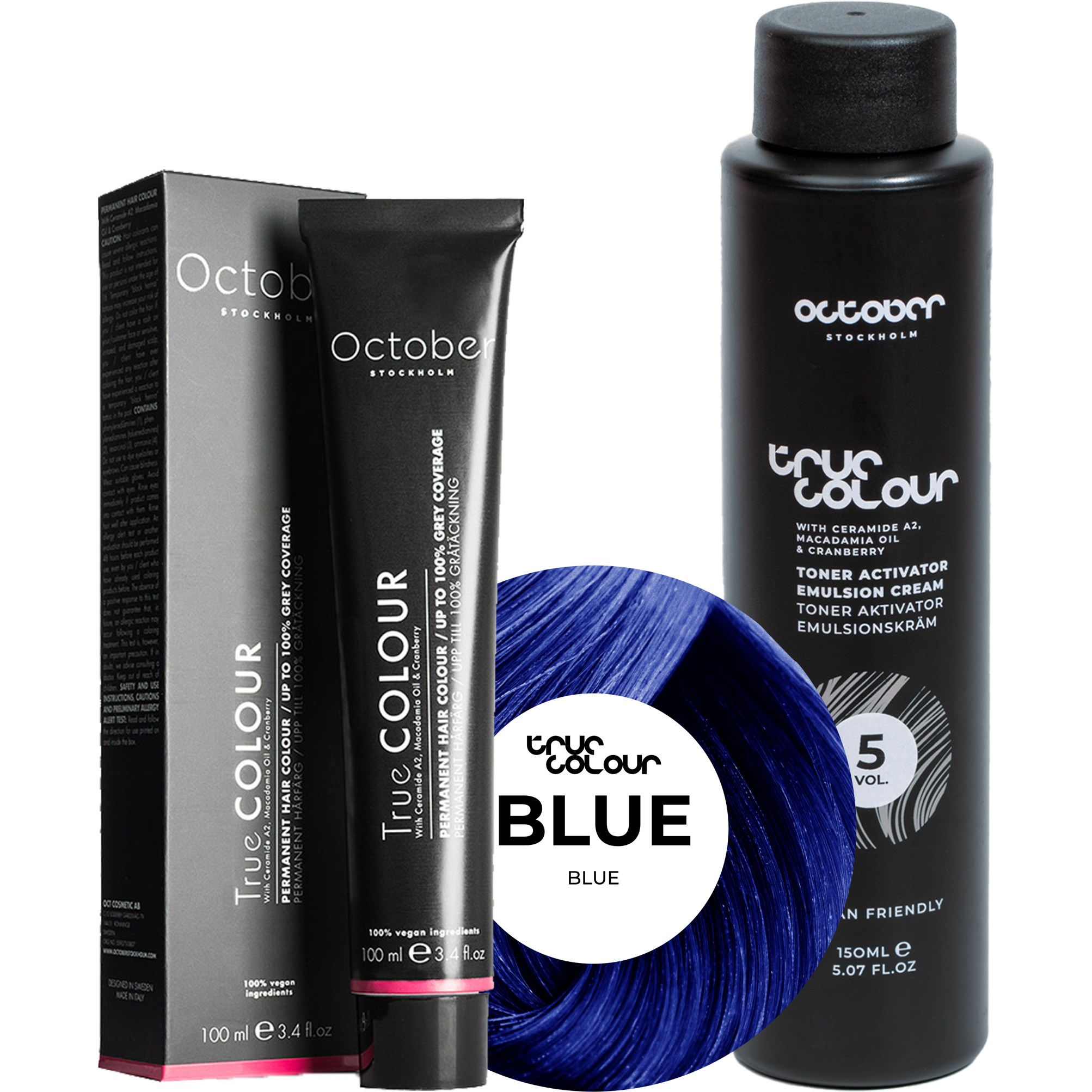 October Stockholm True Colour 5 Vol Colour Activator 150 ml & Colour 100 ml Blue