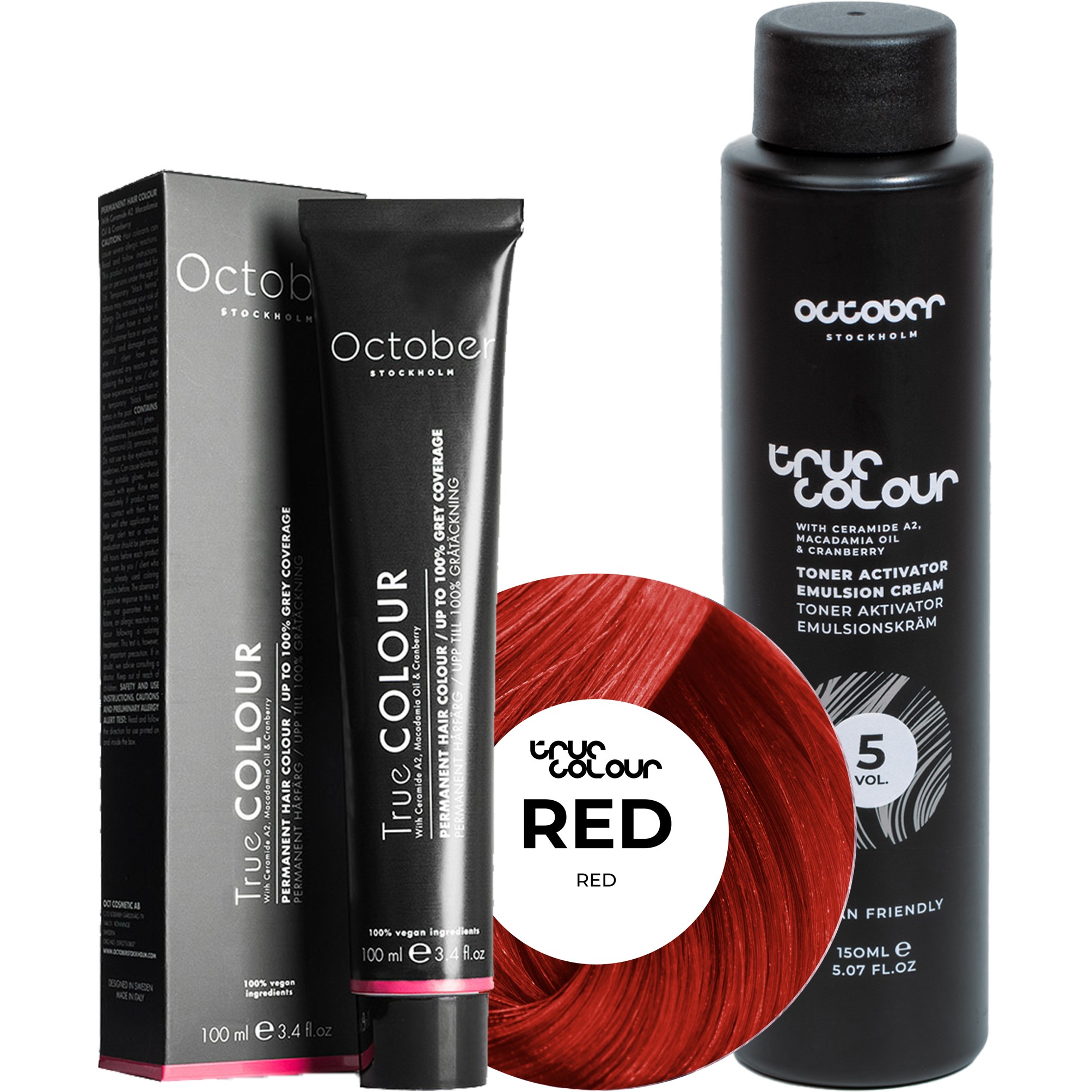 October Stockholm True Colour 5 Vol Colour Activator 150 ml & Colour 100 ml Red