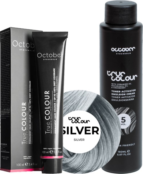 October Stockholm True Colour 5 Vol Colour Activator 150 ml & Colour 100 ml Silver