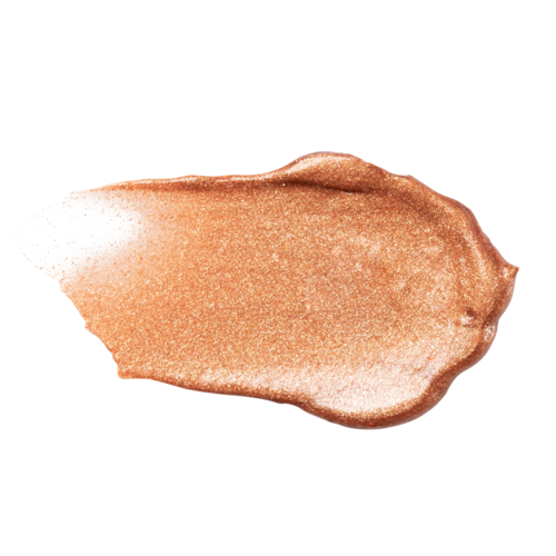 En beige, cremet udstrygning med en let spids ende, måske makeup eller maling.