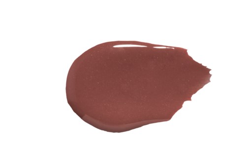 Een bruine, ovale en licht onregelmatige vorm, die lijkt op een vlek of kwaststreek van make-up of verf.