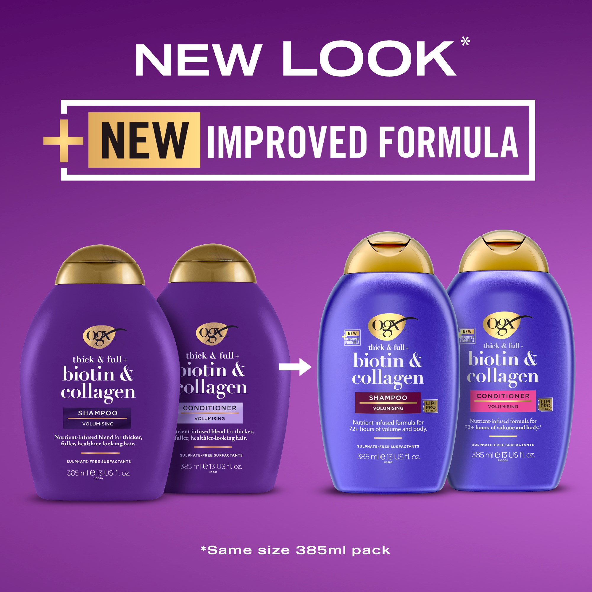 Alternativ bild 1 för Ogx Biotin & Collagen Shampoo 385 ml