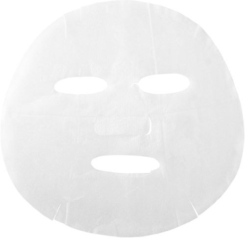 En vit ansiktsmask med hål för ögon, näsa och mun. Används för hudvård och ansiktsbehandling.