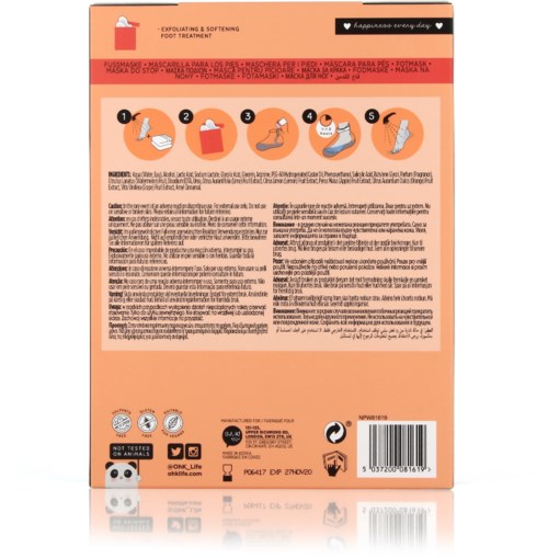Steg-för-steg instruktioner för att använda fotmask, med illustrationer av hand, maskbehållare och appliceringsprocessen.