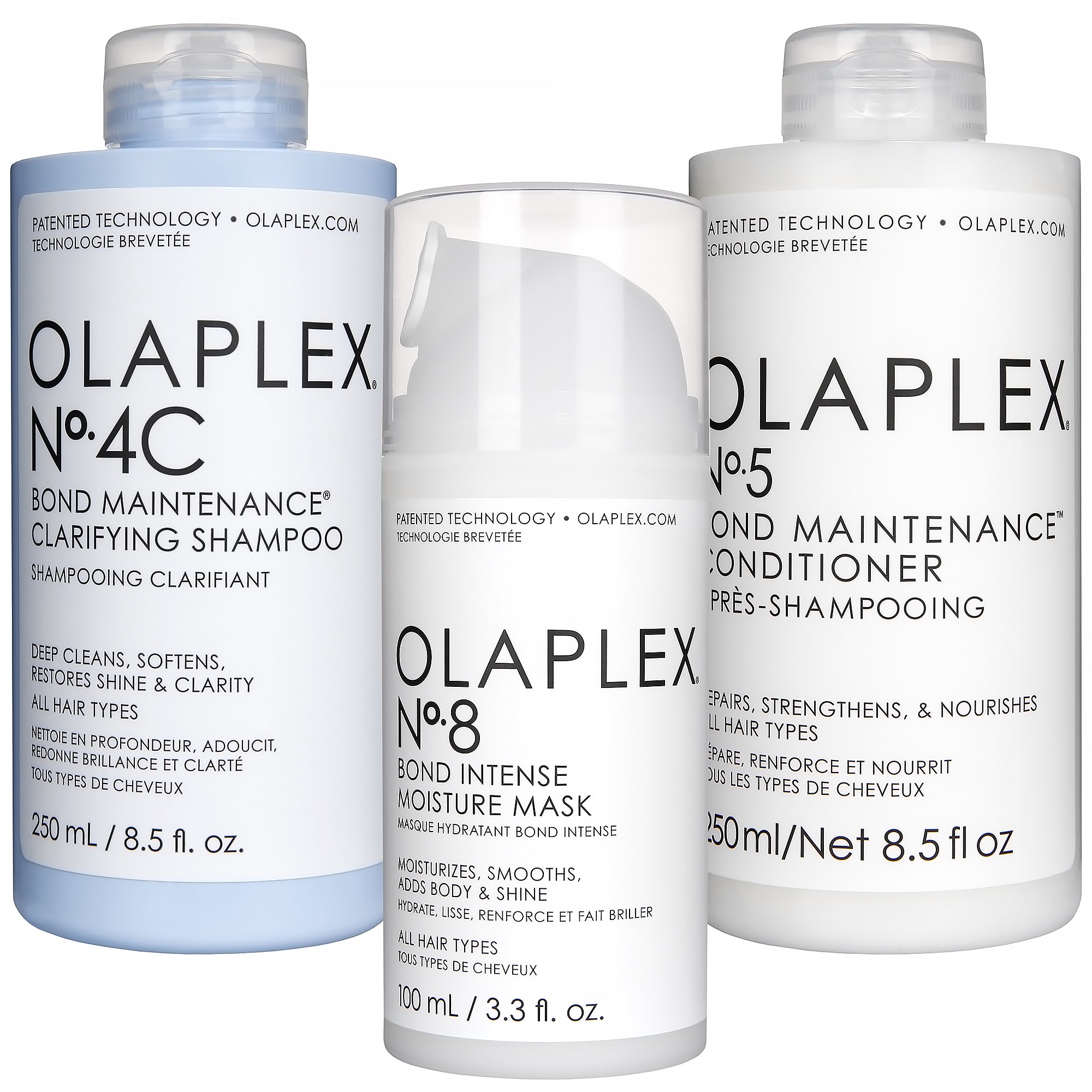 Olaplex Bundle No.4C Shampoo 250 ml & No.5 Conditioner 250 ml & No.8 Moisture Mask 100 ml