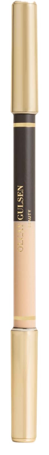 A pen with a gold cap and a black and beige body, labeled 'GUILSEN'.
