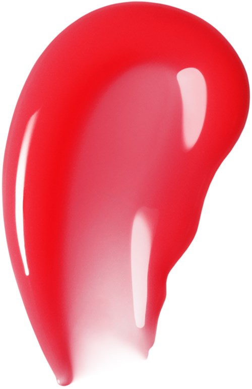 A red and pink model or object with a smooth, shiny surface, shaped like a teardrop or abstract form.
