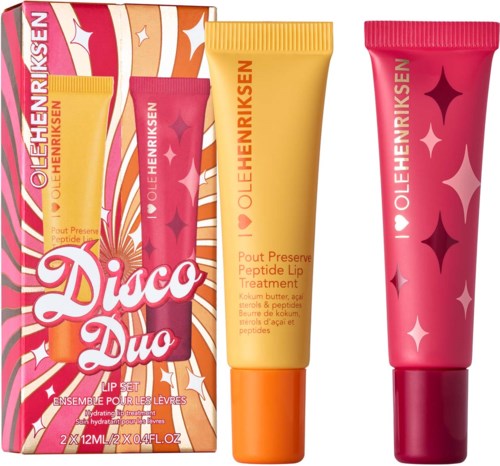 Three tubes of lip treatment in pink, yellow, and orange with bright packaging design and star patterns.