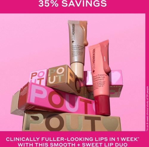 Ole Henriksen Pout Preserve Lip Duo Strawberry Sorbet + Creme Brulee Glimmer