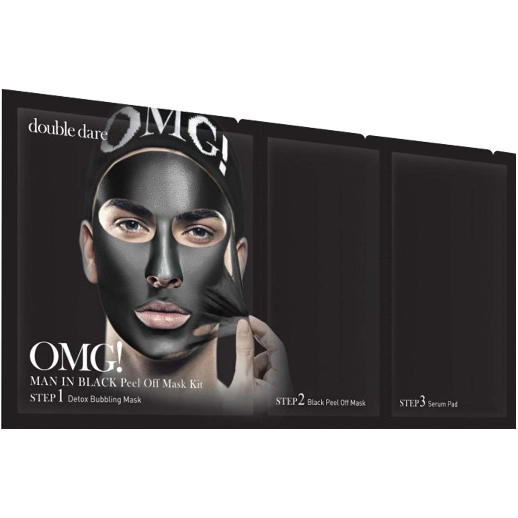 Läs mer om OMG! Double Dare Man In Black Peel Off Mask 1 pcs