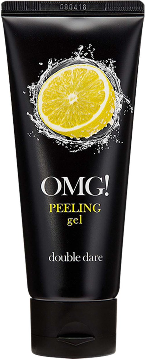 A black tube of OMG! Peeling Gel with a lemon slice illustration and yellow text. It is from Double Dare.