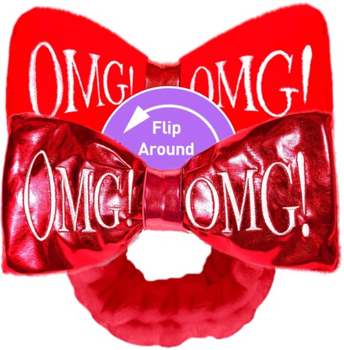 To røde bånd med 'OMG!' tekst, en med en pil der det står 'Flip Around'.