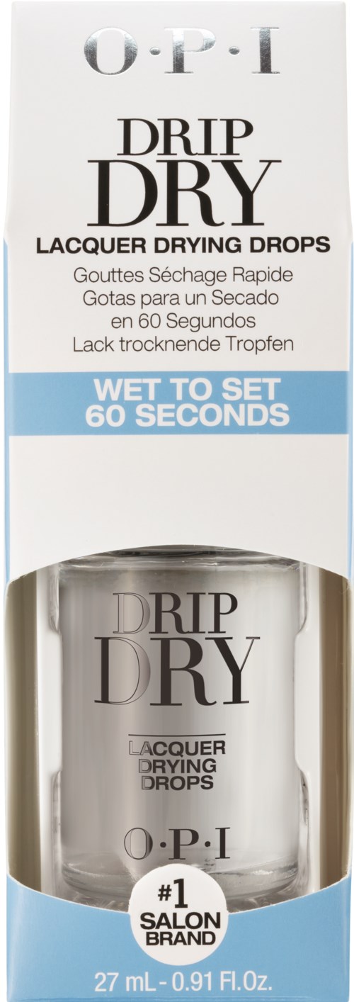 O.P.I drip dry nagellakdroppen fles, wit en blauw verpakt, bevat snel drogende druppels voor nagels.