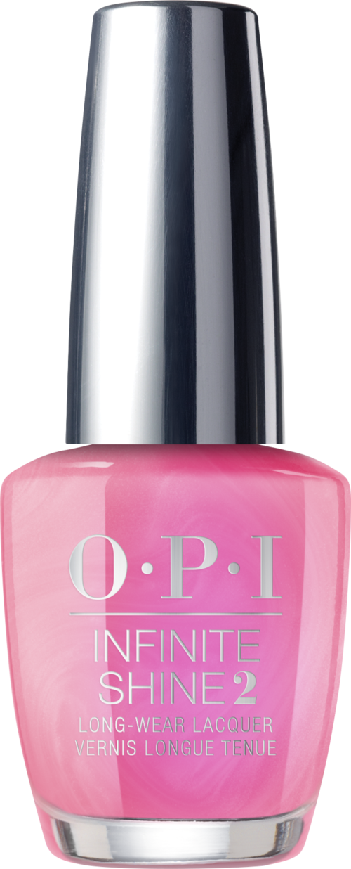  Rosa nagellackflaska med silverlock, märkt O.P.I INFINITE SHINE 2.