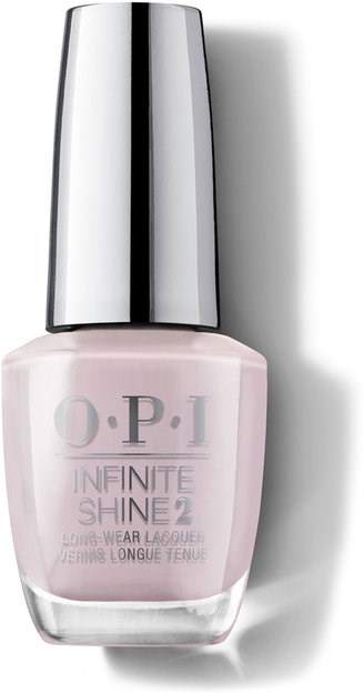 Rosa nagellacksflaska med en glänsande silverlock, märkt O.P.I Infinite Shine 2.
