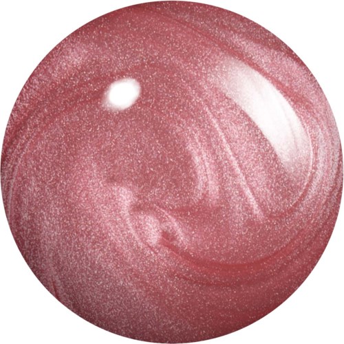 En glänsande, rosa-glittrig boll eller sfär med slät yta och reflekterande ljus.