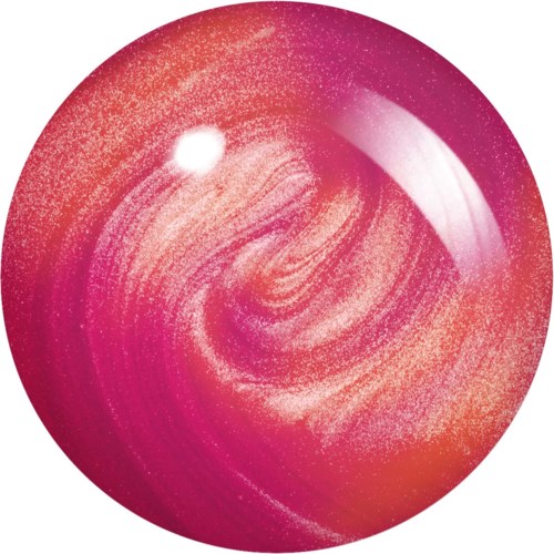 En färgglad, virvlande galax med ljusa stjärnor och en rosa, orange och lila nebulosa.