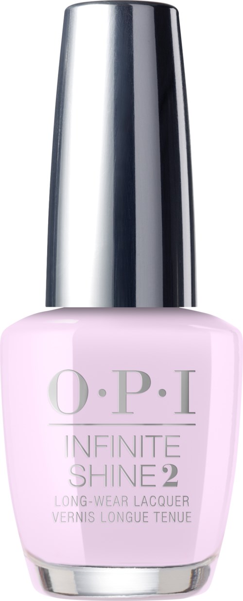 En ljuslila nagellackflaska med en silverkapsel och märket OPI på framsidan.