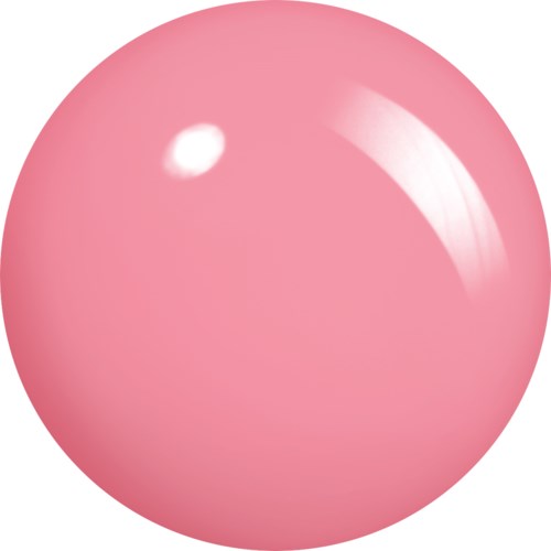 En glänsande rosa boll med vit reflektion, jämn yta och inga andra föremål runt omkring.