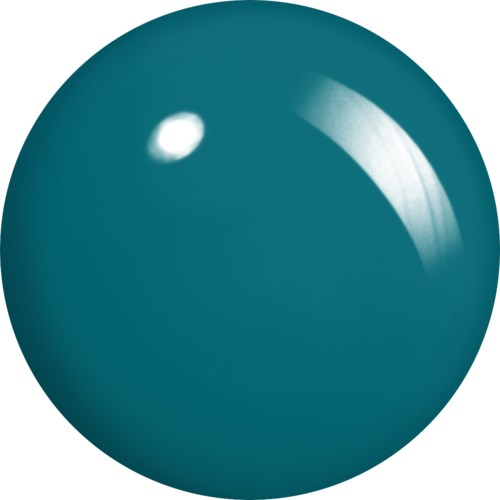 En solid tealfärgad boll med glänsande yta och ljusreflex.
