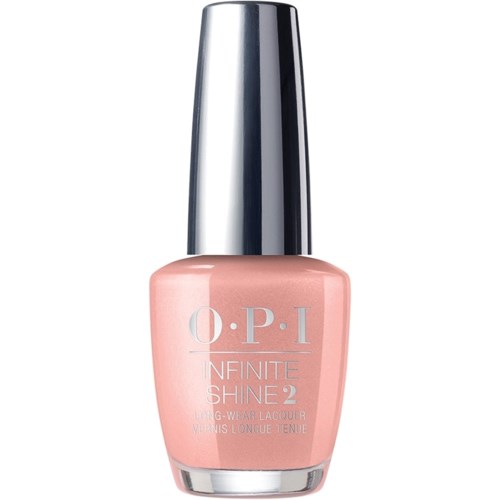 Liten rosa nagellackflaska från O.P.I med en blank silverkapsel.