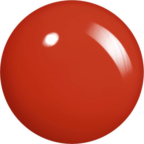 En glänsande röd boll med en ljus reflektion på ytan.