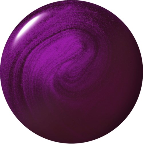 Pyöreä, violetti luomiväri, kiiltävä pinta ja tummempi osa alareunassa.