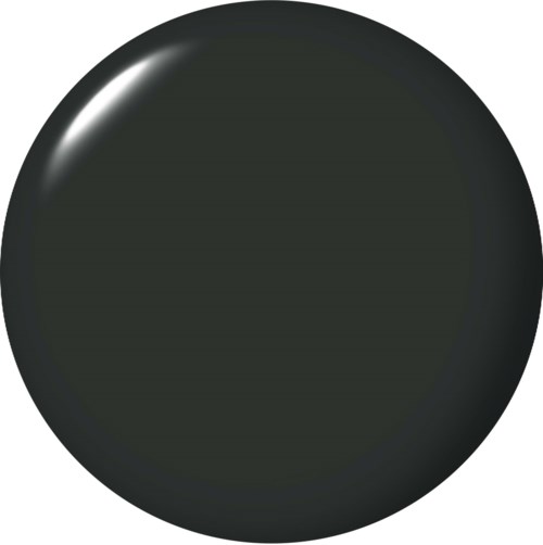 Mustan värinen pyöreä meikkipakkaus, sileä pinta ja kevyt heijastus yläosassa.