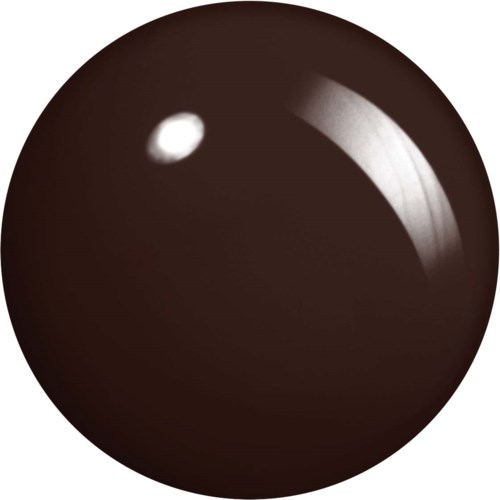 En glansig, mörk, rund föremål med en vit ljusreflex, som en glänsande boll.