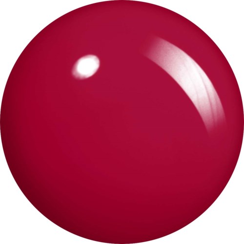 A shiny red ball with a bright spot reflecting light.