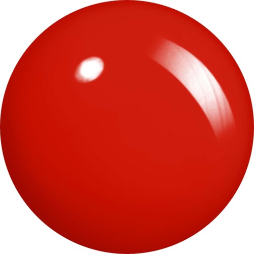 En stor, glänsande röd boll med en ljusreflex upptill. Inga andra objekt eller bakgrund syns.