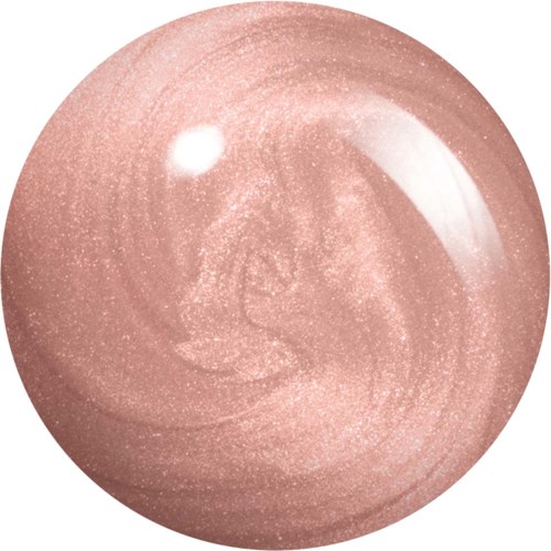 En glänsande, rund, rosa-beige föremål med ett virvlande mönster och små glitter inuti.