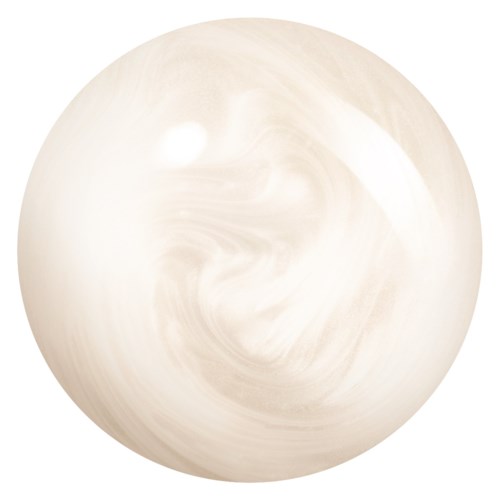 Een gladde, ronde, roomkleurige bol met wervelingen. Het ziet er glanzend en reflecterend uit.