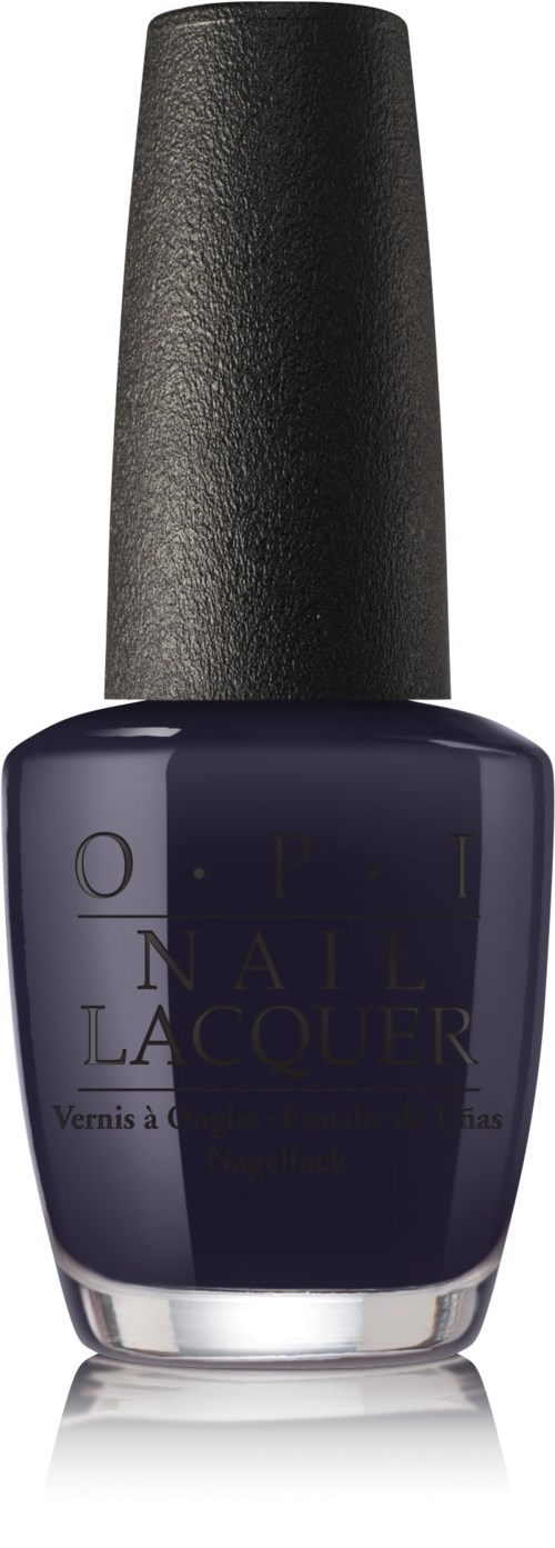 Czarna butelka lakieru do paznokci, oznaczona marką O.P.I. Nail Lacquer.