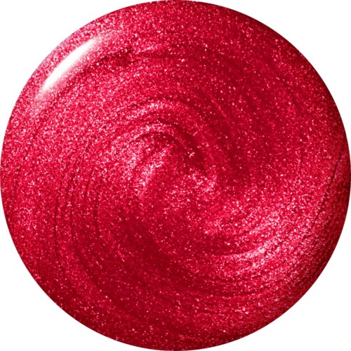 Een glimmende rode glitterbal met een spiraalpatroon. Het ziet er glad en sprankelend uit.