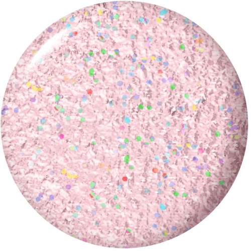 Rosa glitter med småfärgade prickar och linjer utspridda.